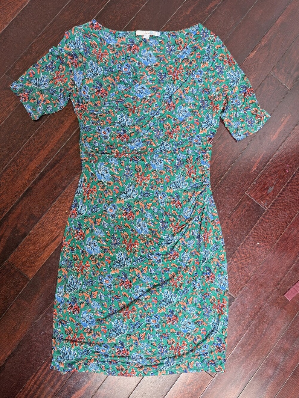 Boden Rita Ruched Midi Dress - Green Floral